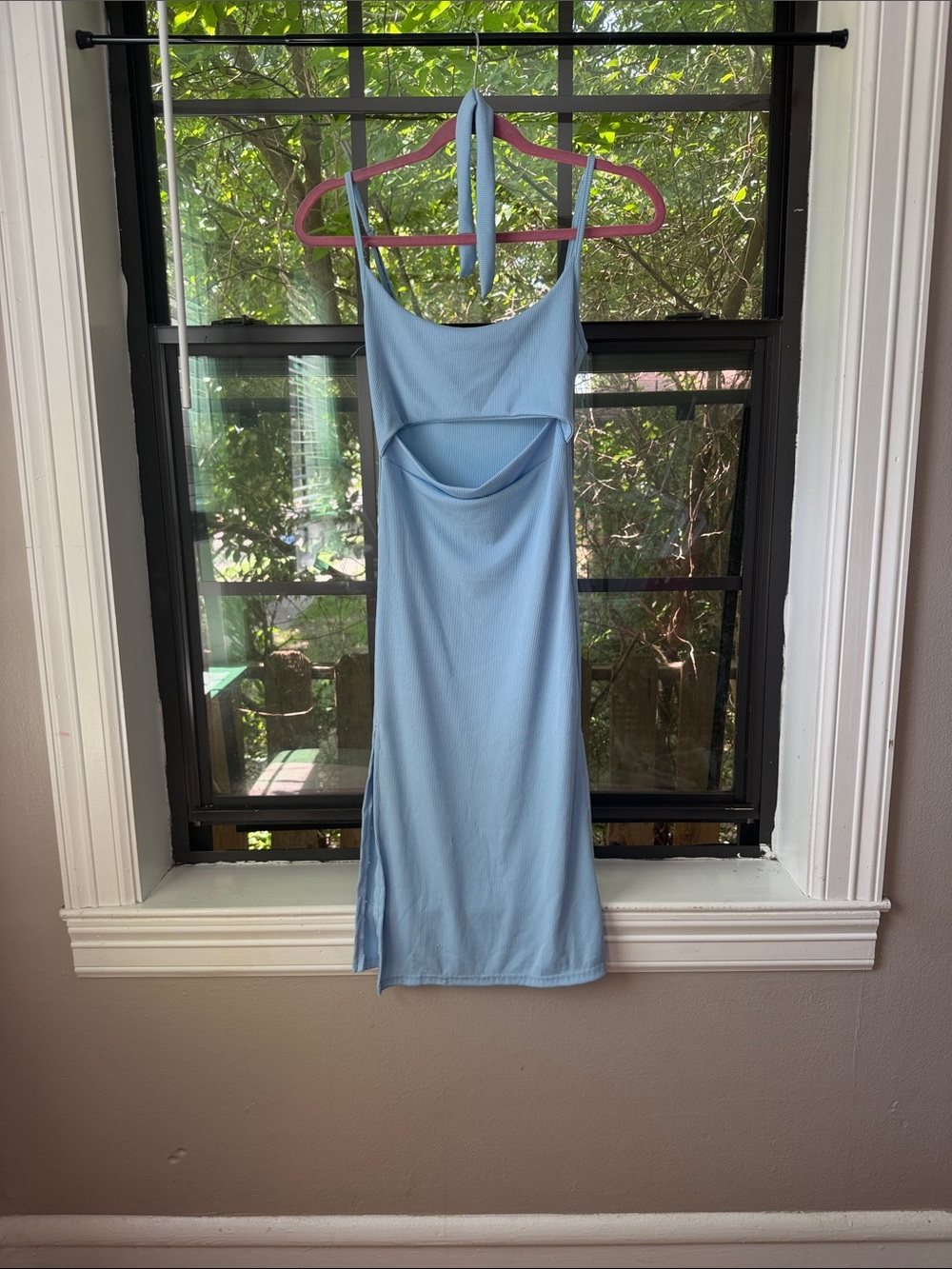 Light Blue Cutout Slip Dress